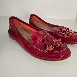 Minelli Red Patent Leather Tassel Loafers Size 37 / US 6.5 Classic Chic Flats